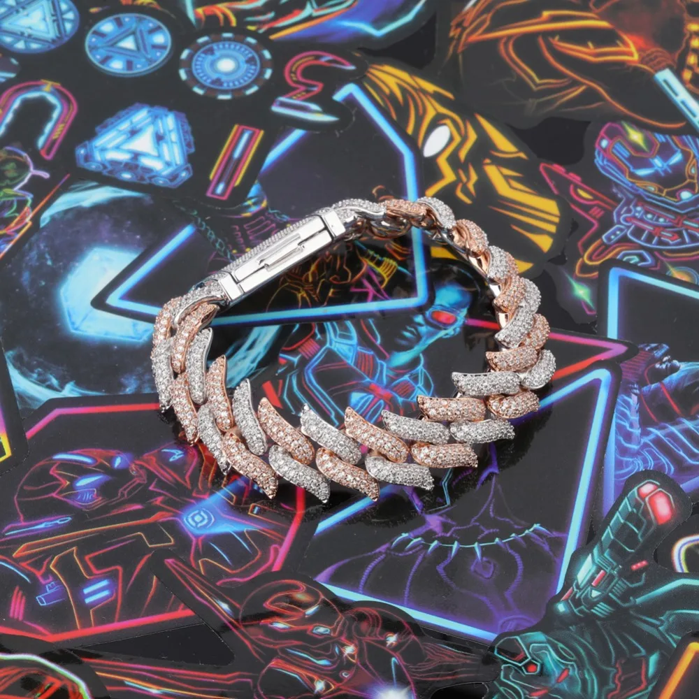 TOPGRILLZ 16&18 mm Miami Lock Clasp Thorns Heavy Cuban Bracelet Link Iced Out AAA Cubic Zircon Bling Hip hop Men Jewelry Gift