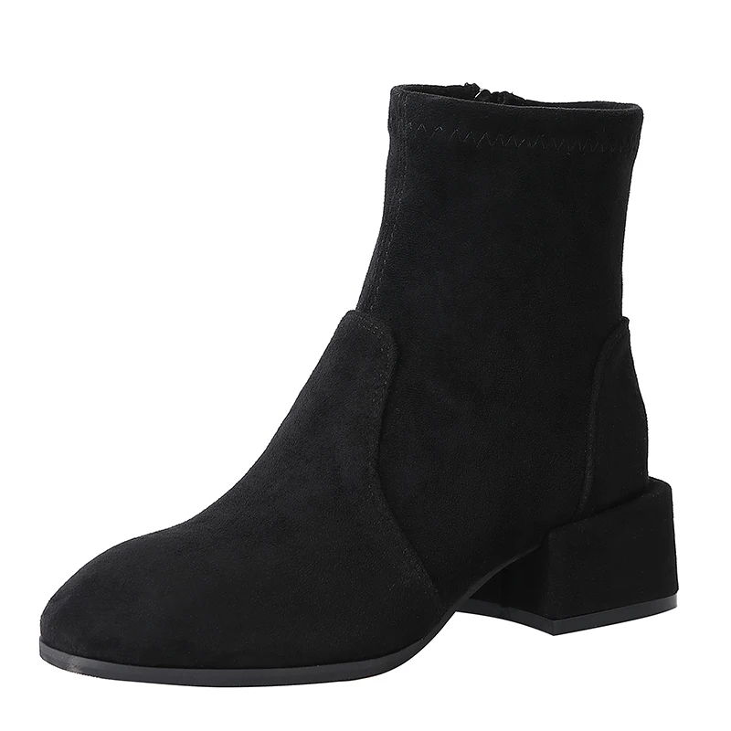 

Boots Women Autumn Shoes Pointed Toe Side Zipper Ankle Boots for Women Short Ladies Ankle Boots Pure Color Black XYZ014
