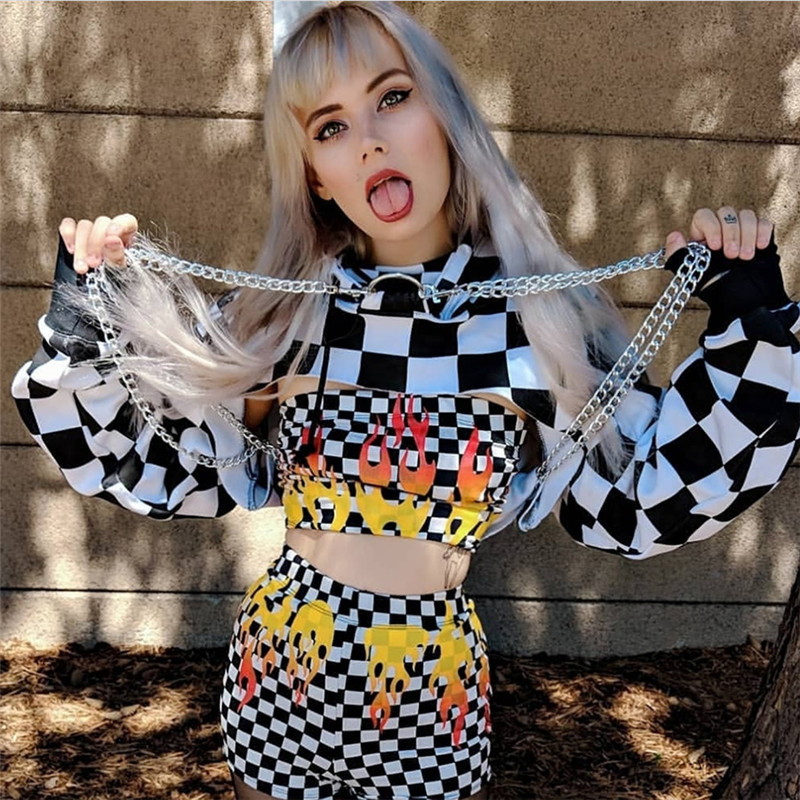 Cropped Printed Hoodie