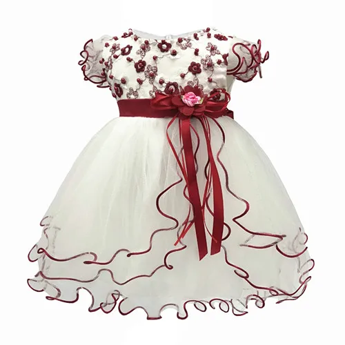 Платье для первого дня рождения, одежда для маленьких девочек Детские вечерние платья принцессы для маленьких девочек; одежда с цветочным принтом; детское Новогоднее платье - Цвет: as picture