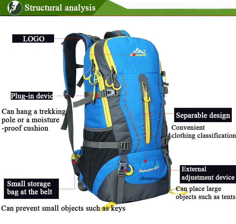 45L Открытый водонепроницаемый походный рюкзак для мужчин и женщин большой емкости походные сумки для путешествий альпинистские походные рюкзаки