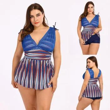 

2020 High Quality Women Sexy Lace Print Tankini Two Piece Swimsuit Plus Size Swimwear Hot Sexy Biquini For Lady Traje de baño