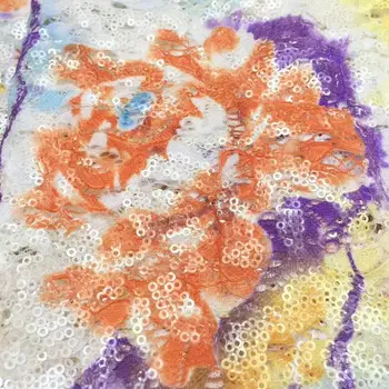 

embroiderd lace fabric yaking-11.9502 with sequins beautiful Nigerian sequins lace fabric for party dress