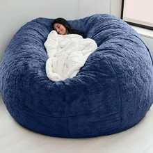 6-Foot Bean Bag Chair with Furry Fur Cover Machine Washable Big Size Sofa and Giant Lounger Furniture