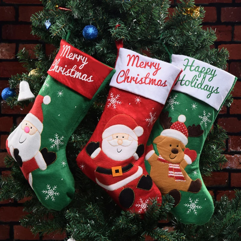 

New Year Christmas Stocking Sack Xmas Gift Candy Bag Decorations for Home Christmas Tree DÃ©cor Ornaments Pendant
