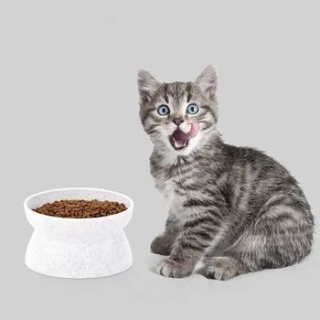 

Cat Bowl High Quality Ceramics Round Pet Feeding Drinking Bowls For Dogs Cat Pet Feeder Black White Protects The Cervical Spine