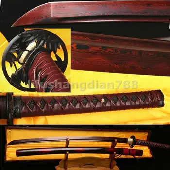 

Damasus FOLDED STEEL RED HANDMADE JAPANESE SAMURAI SWORD KATANA SHARP