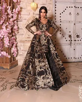 

WEPBEL Women Full Sleeve V Neck Dress Bronzing Floral Flower Formal High Waist Sexy Long Maxi Dress
