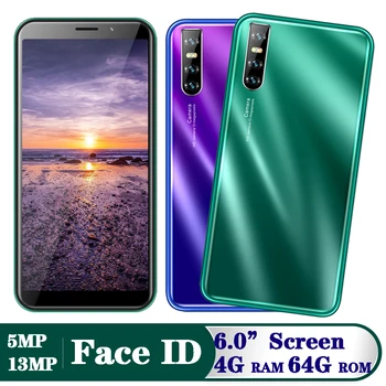 

A5 Pro Smartphones 4G RAM 64G ROM 13MP Face ID Unlocked Celulares Android Mobile Phones 6.0inch 18:9 Quad Core Global version 3G