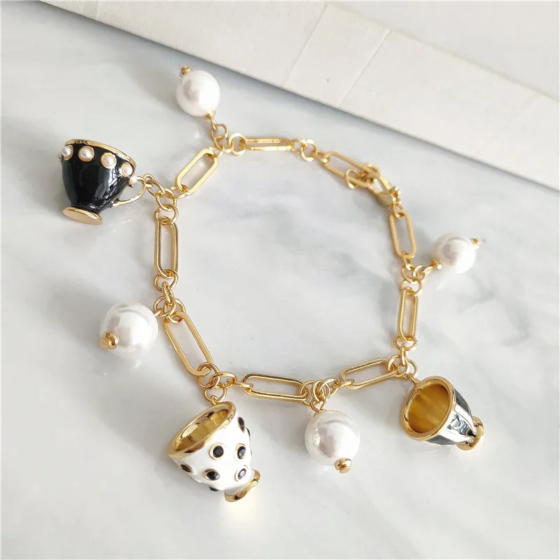 Europe and the United States jewelry wholesale simple glazed teacup set pearls more than falling bracelets bracelet 2