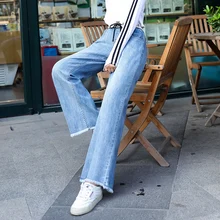 Zogaa Для женщин джинсы новые осенние джинсы с эластичной резинкой на талии брюки, большой размер Свободная блуза рубашки для мальчиков Женский шаровары Darwstring в уличном стиле