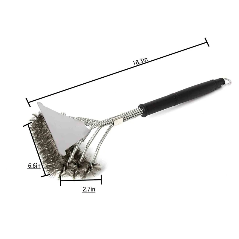 Grill Brush and Scraper Grilling Bbq Brush Stainless Steel Wire 3 in 1 Bristles Head Grill Accessories for Grill Cooking Cleanin