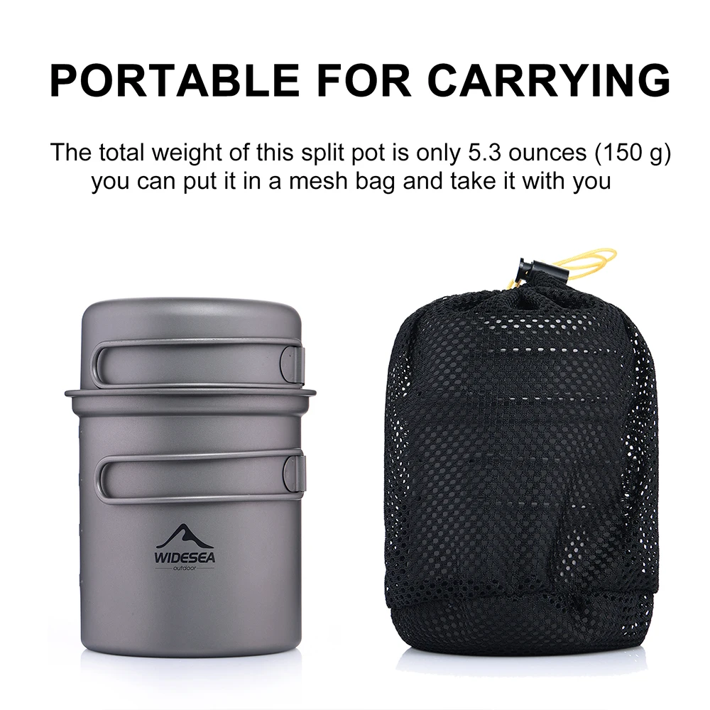 Widesea Titanium Camping Cookware Outdoor Cooking Set Pot Hiking Trekking Travel