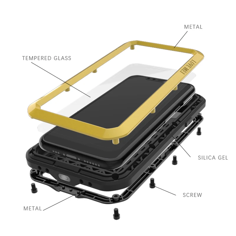 Роскошный противоударный чехол для iphone 11 Pro Max, алюминиевый металлический защитный чехол 360, закаленное прозрачное стекло для iphone 11 Pro