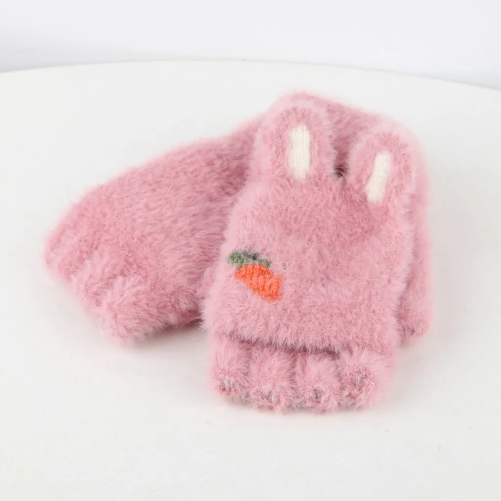 

Cute Kids Gloves Children Plush Flipped Half Finger Outdoors Warm Gloves Winter Gloves Kids Rekawiczki zimowe dla dzieci @40