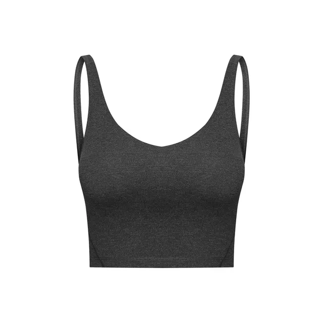 Lulu Fitness Tank Top Women Sports Support Sexy Tight Gym Yoga Vest Buttery Soft Weightless With Removable Chest Pad Custom Logo Charcoal hemp