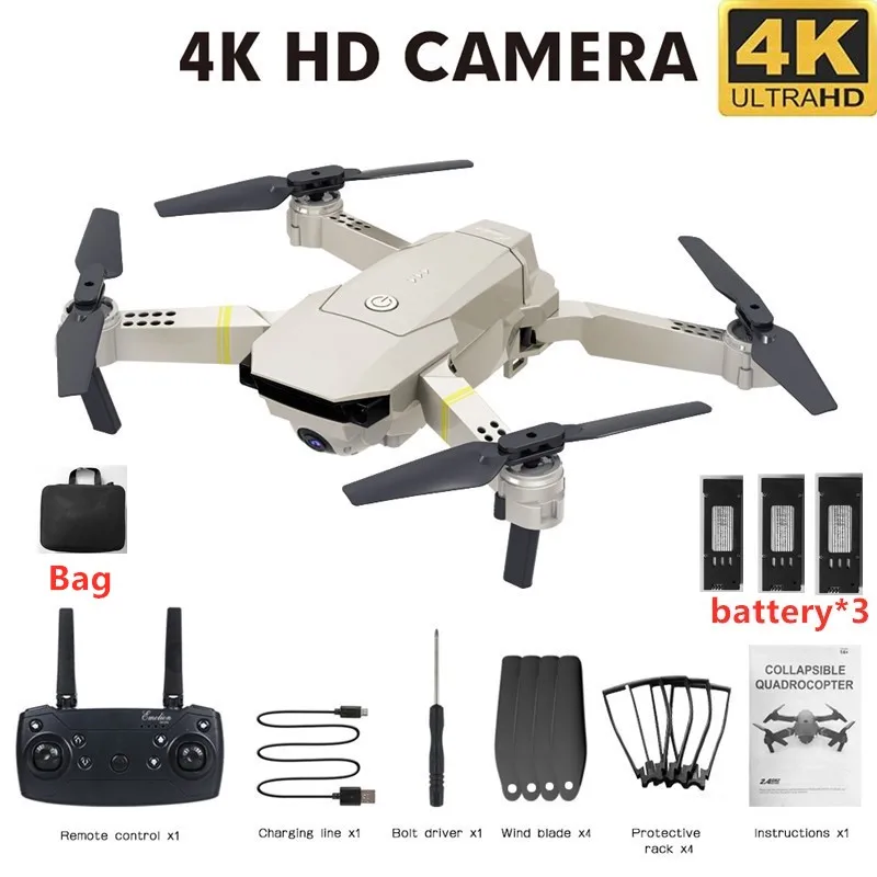 HJHRC JY019 wifi FPV с широким углом обзора 1080P HD камера режим удержания высоты складной рычаг RC Квадрокоптер Дрон Pro RTF Дрон VS E520S E58 - Цвет: 4K 3Battery with bag