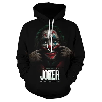 

New fashion 3D printing men's cool spring and autumn clown character color personality design men's Hoodie simple style leisure