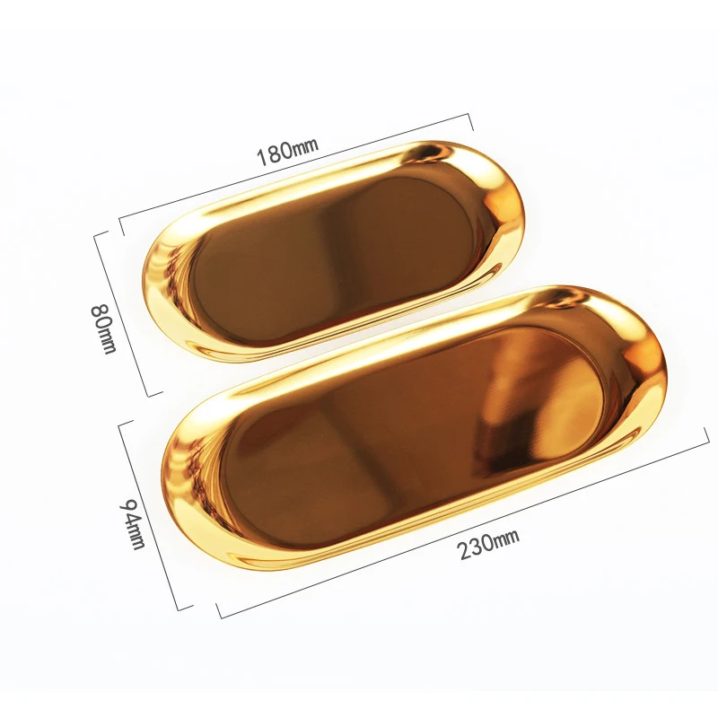 Upscale Metal Storage Tray Dessert Dish Fruit Oval Plate Tea Tray Organizer S L