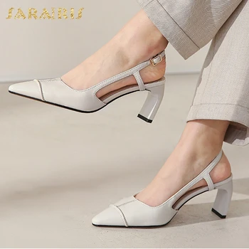 

Sarairis 2020 New Design Cow Leather Buckle Strap Concise Pumps Woman Shoes Strange Style Pointed Toe Summer Shoes Women