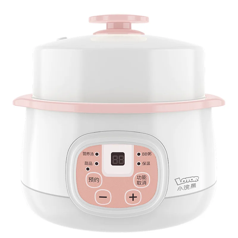 

Electric Slow Cooker Warer Stew Ceramic Pot Reservation+Timing Porridge Soup BirdsNest Food Eggs Steamer Breakfast Machine