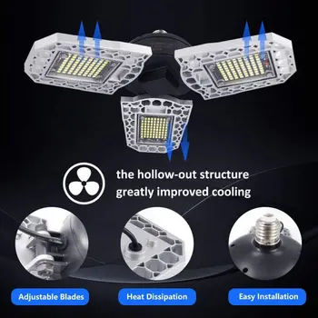 

1PCS E27 LED Garage Light Deformation 100W Angle Adjustable Ceiling Lamp For Soccer Field Workshop 7000LM Lights