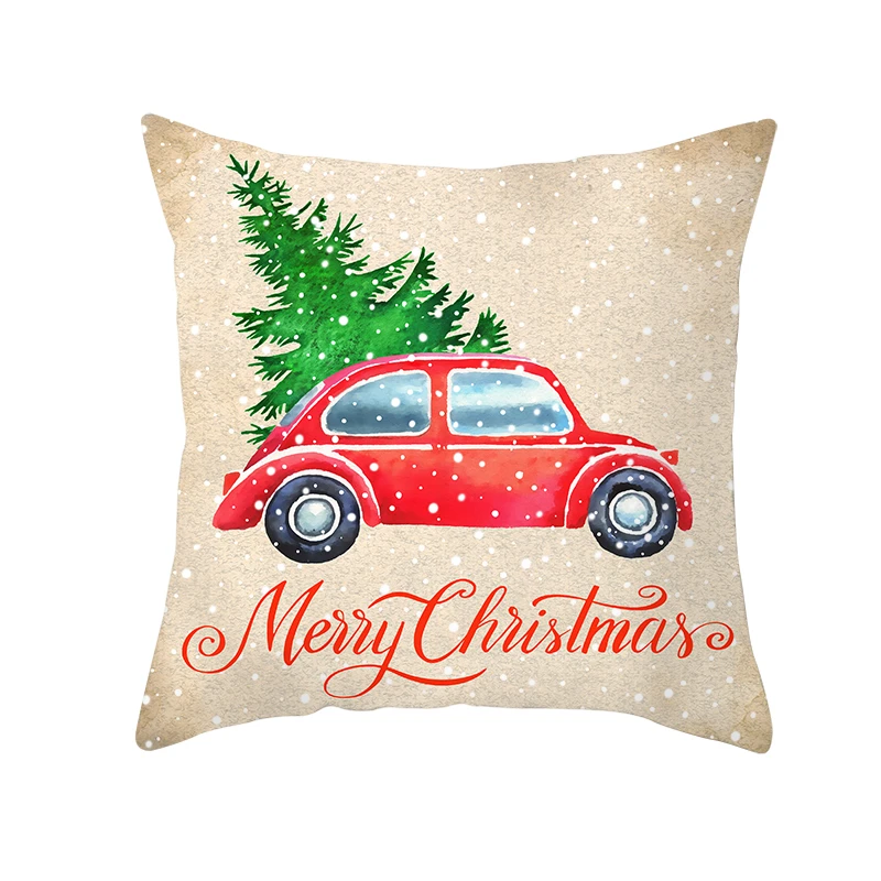 Fuwatacchi, красная наволочка с изображением автомобиля, Рождественская наволочка из полиэстера, домашний диван, декоративные подушки для стульев, счастливый год, Хлопковый чехол