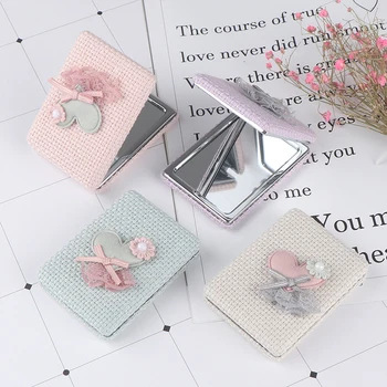 

1PCS Two-Side Folding Mirror Fabric Feel Makeup Mirrors Cute Elephant Compact Pocket Mirror Cosmetic Tool