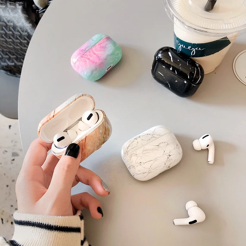 

3D marble Case For Airpods Pro Case Wireless Bluetooth Case for airpod 3 Case Cover For Apple Air Pods Pro airpods parts store