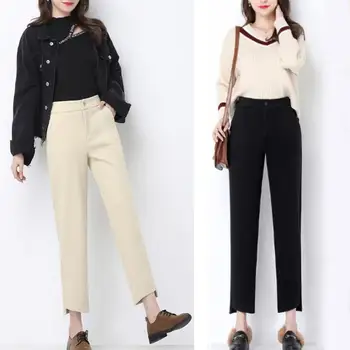 

Wide Leg Pants Women Solid High Waist Pants Pleated Loose Casual Elegant Korean Style Chic Pants Women