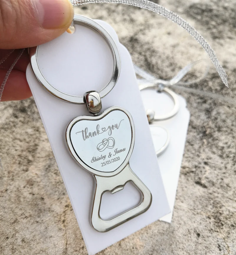 Customized Wedding Gifts For Guests Heart Bottle Wine Opener / Keychain Wedding Favor Birthday Party Souvenir Personalized