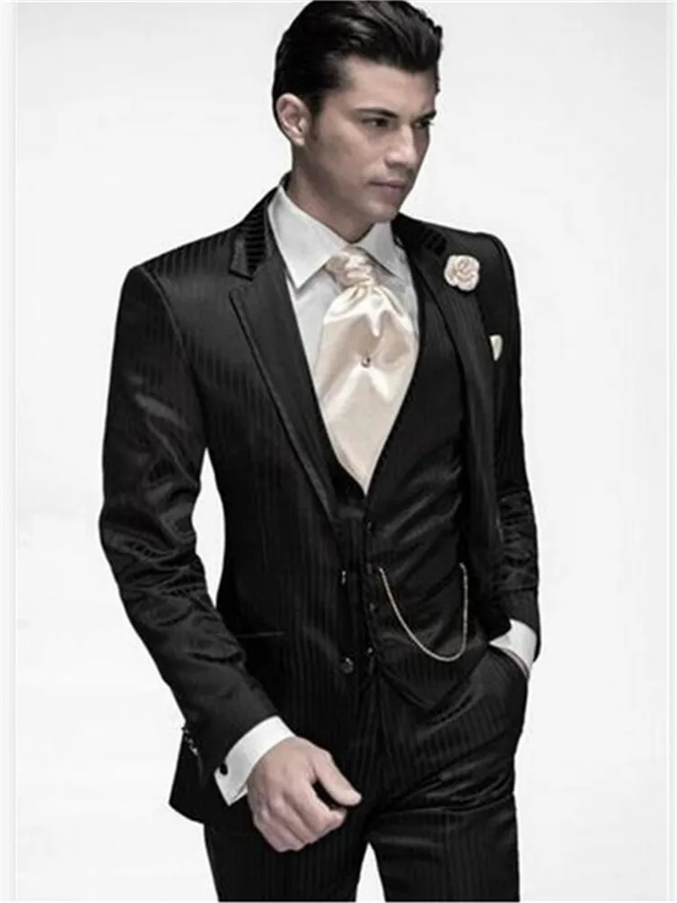 Классический мужской костюм смокинг Noivo Terno Slim Fit Easculino вечерние костюмы для мужчин две кнопки черный в полоску смокинги для жениха