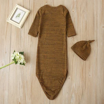 

2pcs Cotton Newborn Baby Sleeping Bag Short Sleeve Bag With Hat Toddler Infant Autumn Winter Keep Warm Bedding New