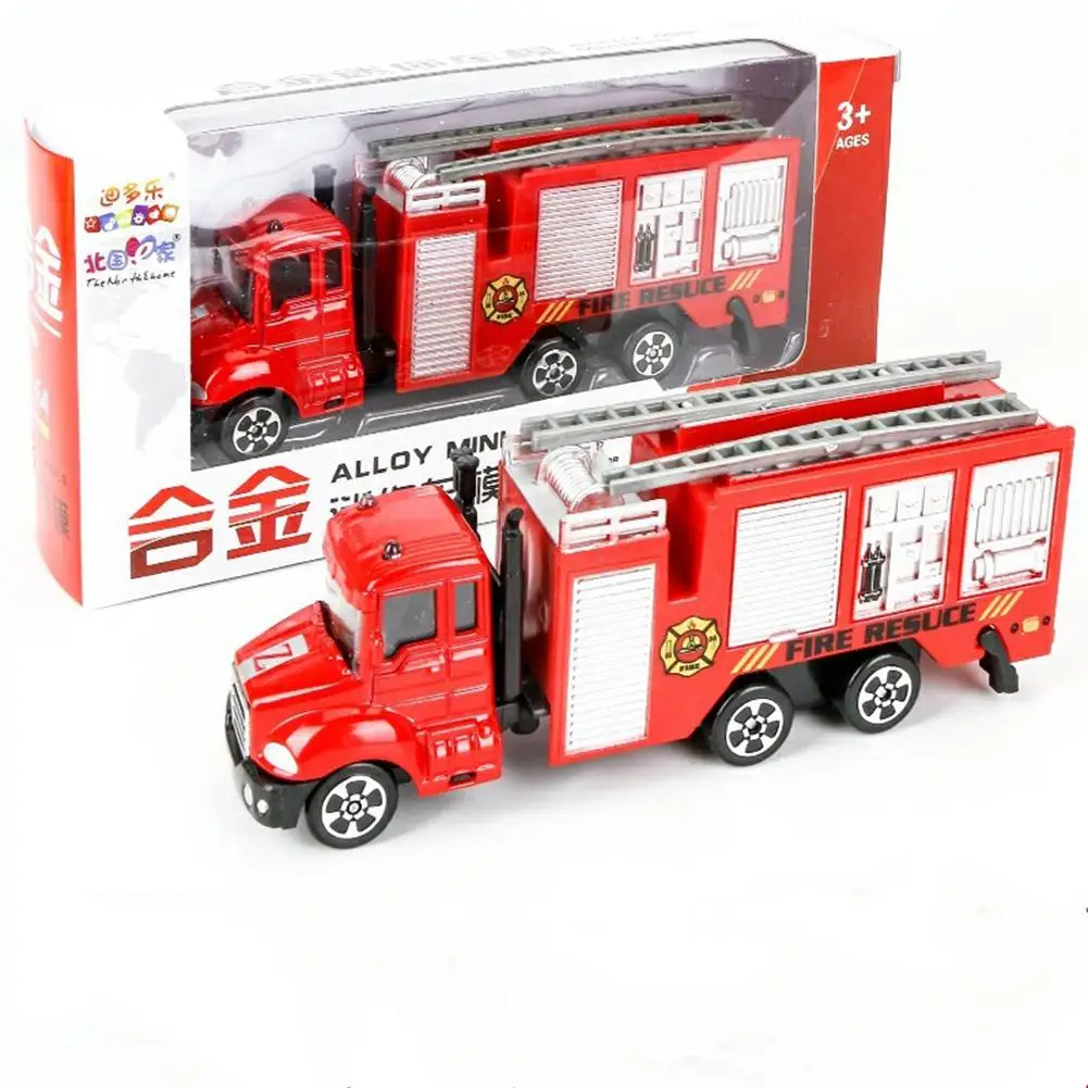 

Children Simulation Alloy Car Models Mini Engineering Vehicles Metal Trucks Toys Fire Truck Christmas Gifts for Kids
