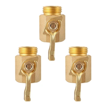

3/4 Inch Brass Shut Off Valve Garden Hose Connector Water Flow Control for Standard GHT Thread Hose Pack of 3