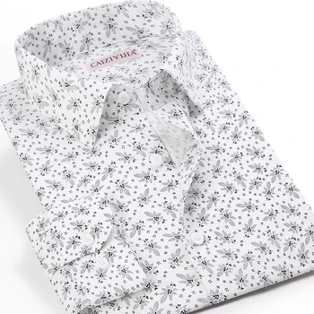 

Youthful Vitality Beach Floral Printed Cotton Shirts For Men Pocket-less Design Long Sleeve Standard-fit Casual Hawaiian Shirt