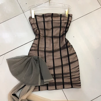 

Slim Stretch Strapless Dress Women's Spring Summer New Sexy High Waist Package Hip One-Step Dress Lady Evening Party Dresses