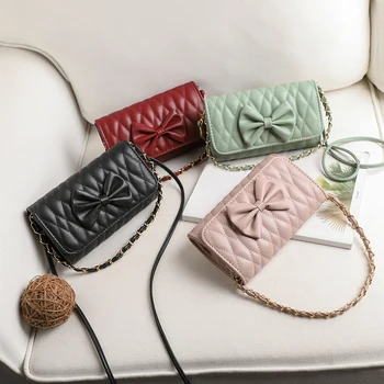 

Women Bow Lattice Pattern Crossbody Bag Elegant PU Shoulder Totes Handbag Leather Bags Women Crossbody Bag
