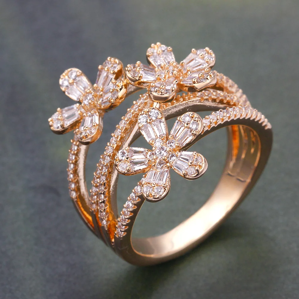 신부 이야기 꽃 모양 여자 손가락 반지 큐빅 지 르 코니 아 두바이 사우디 아라비아 신부 결혼 반지 보석 고품질 선물 