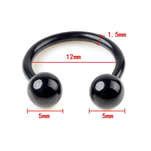 68 Black 5mm 1 шт., женское кольцо-гвоздик из нержавеющей стали, ноздри, нос, клипса, украшения для носа и тела, поддельные украшения для пирсинга, 6, 8, 10, 12 мм - Окраска металла: 68 Black 5mm