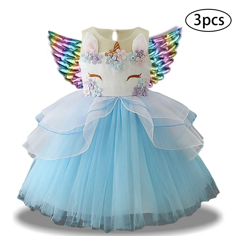 Vestido de nignas 3 piezas vestidos de nignos para nignas vestido de fiesta de unicornio vestido de princesa disfraz de halloen p