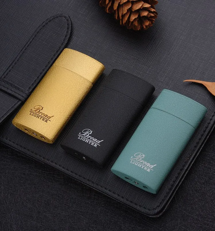 Ultra-thin Portable Metal Lighters Frosted Red Flame Inflatable Windproof Lighter Fashion Men and Women Cigarette Lighter