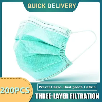 

In stock! 200 pcs Mask Disposable Nonwove 3 Layer Ply Filter Mask mouth Face mask filter safe Breathable masks