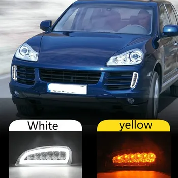 

1 Set Xenon White Led Daytime Running Light DRL Fog Lights For Porsche Cayenne 06-10 W/ Amber Turn Signal Lights Lamp 12