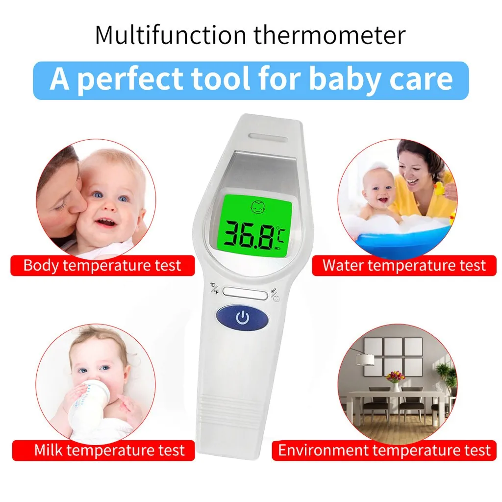 

Hot Forehead Non Contact Baby Thermometer Infrared LCD Body Temperature Fever Digital IR Measurement Tool Gun for Baby Adult