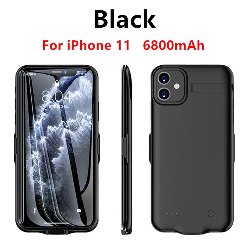 Black For 11 Power Cases 6800mAh внешний аккумулятор для iPhone 11 Pro Max зарядное устройство чехол для iPhone 11 Pro Чехол-аккумулятор - Цвет: Black For 11