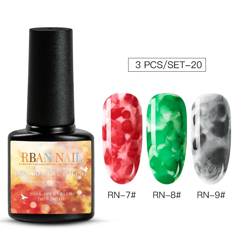 ZH04543 RBAN NAIL 8 мл Цветущий Гель-лак для ногтей акварельные чернила эффект дыма мрамор смазывание Lquid градиентный лак Гель-лак для творчества маникюр - Цвет: ZH04543
