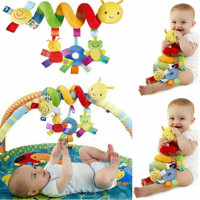 Cute Activity Musical Spiral Crib Stroller Car Seat Travel Hanging Toys Baby Boys Girls Rattles Toy 2