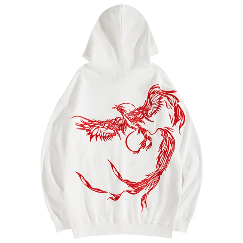 

Phoenix Embroidered Hooded Sweatshirt Men's Spring Sukajan Boys Hoodies Embroidery Hip Hop Brand Men Hoodies 2023