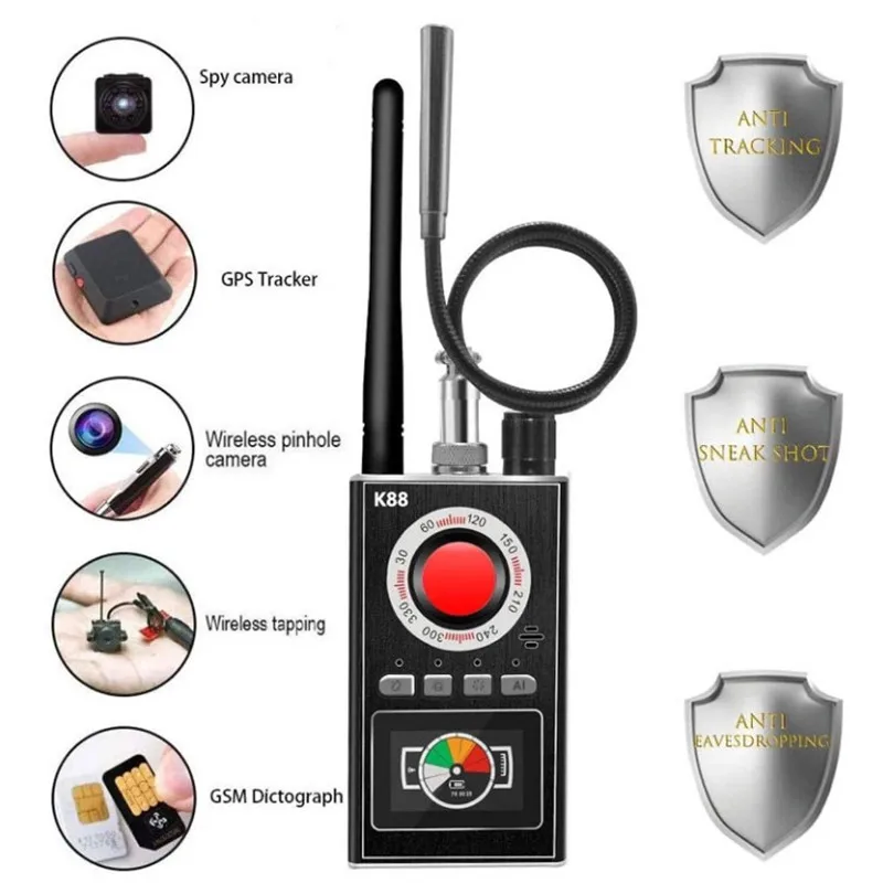 AI Intelligent Upgrade Wiretap Anti Spy Bug Detector Mini Hidden Camera GSM GPS Tracker Eavesdropping Finder